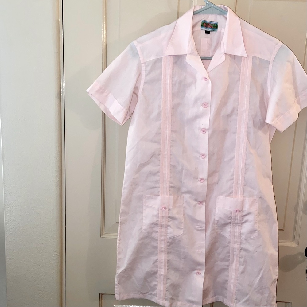 BN Girls Guayabera Cover Up Girls Dress Pink Size-12  by Nativa swim cover up.